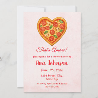 Heart Shaped Pizza Party Shower Invitation Inbjudningar