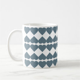 Heart Shaped Plaid Blue Gray Kaffemugg