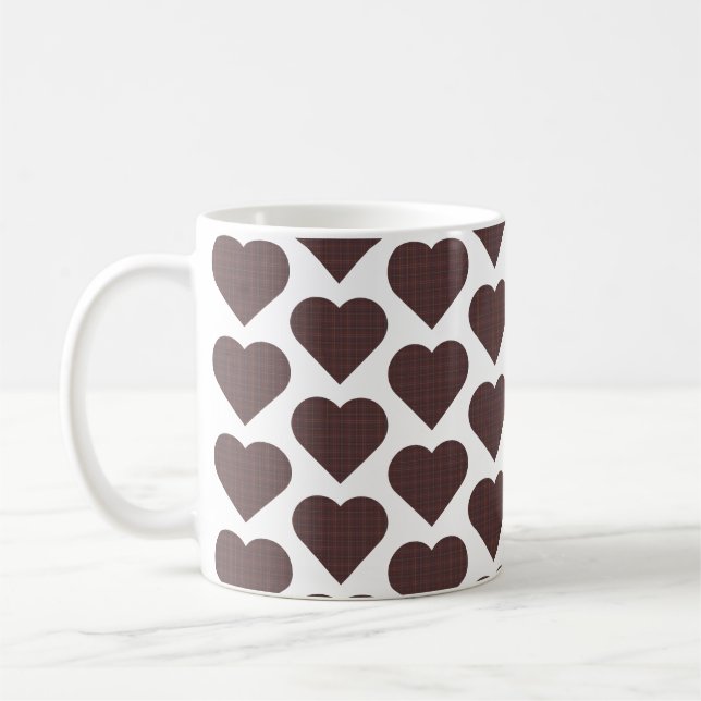 Heart Shaped Plaid Brown Blue Kaffemugg (Vänster)