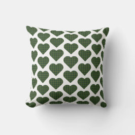 Heart Shaped Plaid Dark Green Kudde