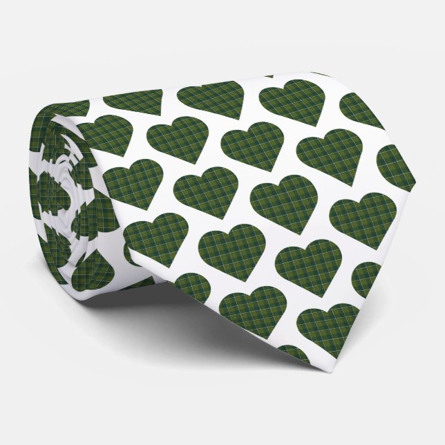 Heart Shaped Plaid Dark Green Neck Tie Slips (Rullad)