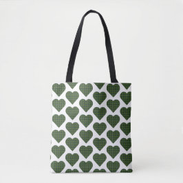 Heart Shaped Plaid Dark Green Tygkasse