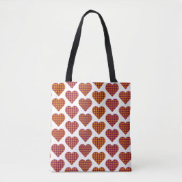 Heart Shaped Plaid Orange Burgundy Maroon Tygkasse