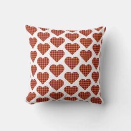Heart Shaped Plaid Orange Maroon Burgundy Kudde