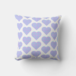 Heart Shaped Plaid Pink Blue Pastel Kudde