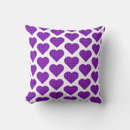 Heart Shaped Plaid Purple Pink Black Kudde