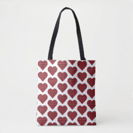 Heart Shaped Plaid Red Black Buffalo Tygkasse