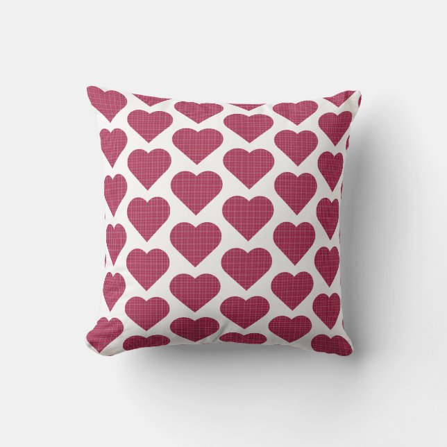 Heart Shaped Plaid Red Pink  Kudde (Framsida)
