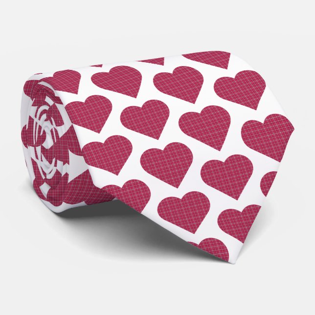 Heart Shaped Plaid Red Pink Neck Tie Slips (Rullad)