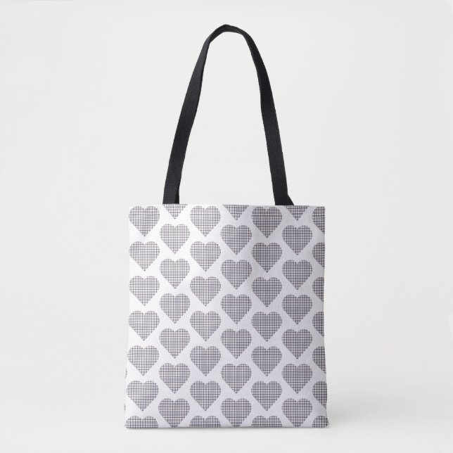 Heart Shaped Plaid White Blue Classic Tygkasse (Framsida)