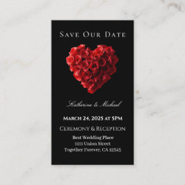 Heart Shaped Red Rose-Save the Date- Visitkort