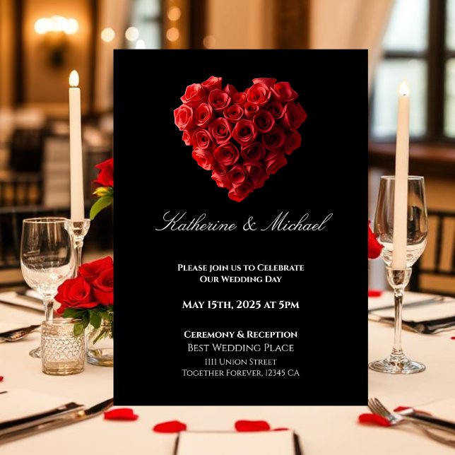 Heart Shaped Red Roses- Inbjudningar (Heart Shaped Red Roses- Invitation)