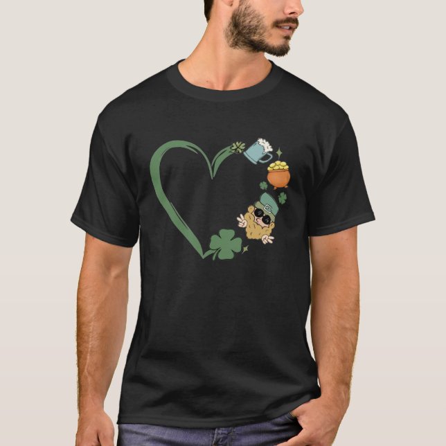 Heart Shaped Saint Patrick Day Retro Present For W T Shirt (Framsida)