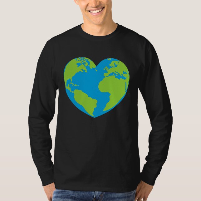 Heart shaped world earth globe world map t shirt (Framsida)