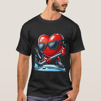 Heart Showing Hockey Skills Valentines day Manar W T Shirt