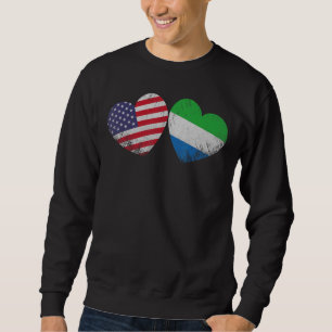 Heart Sierra Leonean American Flagga Patriotic Fam Lång Ärmad Tröja
