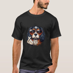 Heart Sign Hand Hund Cavalier Kung Charles Spain T Shirt