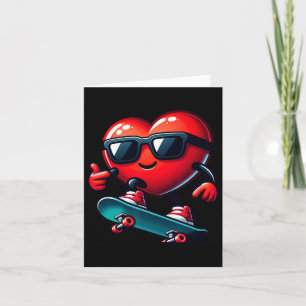 Heart Skateboarding Skateboarder Valentines day Va Kort