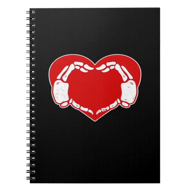 Heart Skeleton Händer gotiic Valentine Red Classic Anteckningsbok (Framsidan)