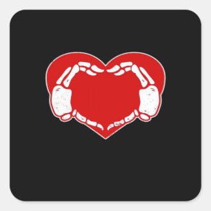 Heart Skeleton Händer gotiic Valentine Red Classic Fyrkantigt Klistermärke