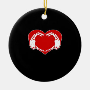 Heart Skeleton Händer gotiic Valentine Red Classic Julgransprydnad Keramik