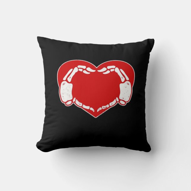 Heart Skeleton Händer gotiic Valentine Red Classic Kudde (Framsida)