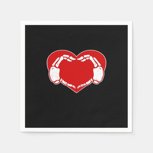 Heart Skeleton Händer gotiic Valentine Red Classic Pappersservett (Framsidan)