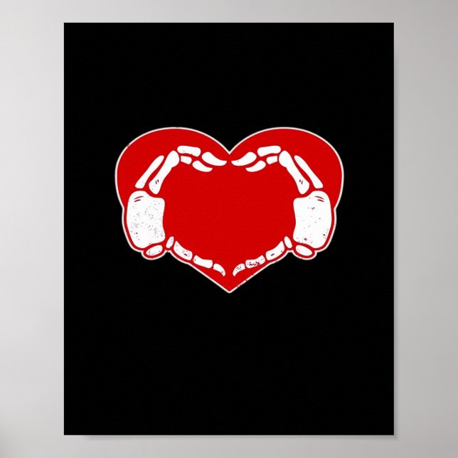 Heart Skeleton Händer gotiic Valentine Red Classic Poster (Framsidan)