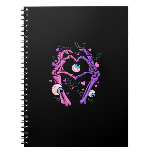 Heart Skeleton Händer - Halloween Pastel Goth Eyeb Anteckningsbok (Framsidan)