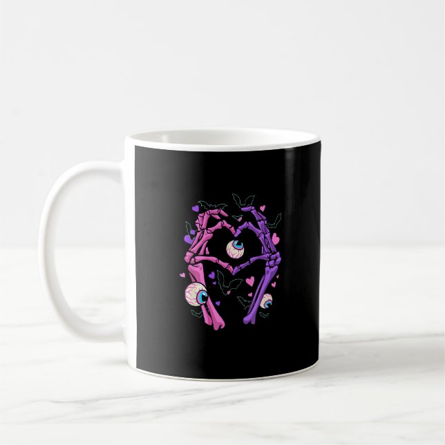 Heart Skeleton Händer - Halloween Pastel Goth Eyeb Kaffemugg (Vänster)