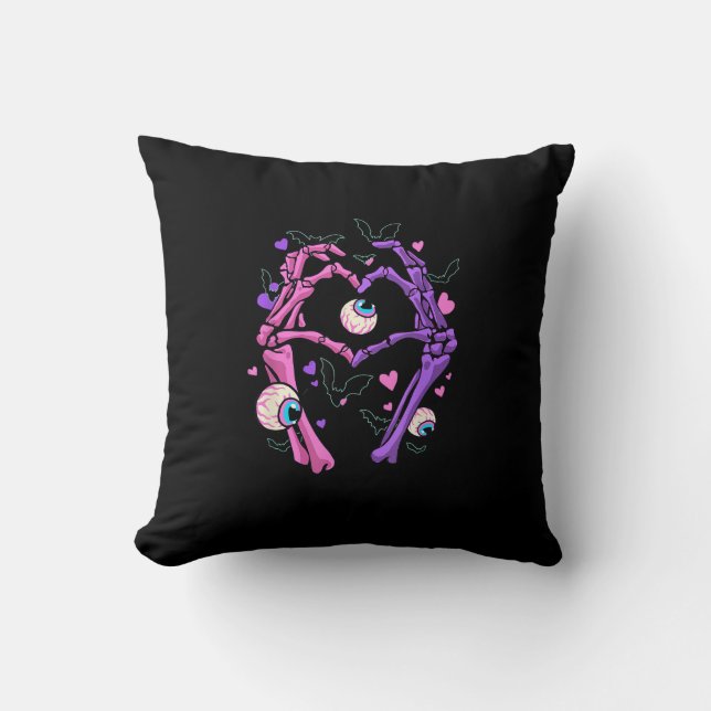 Heart Skeleton Händer - Halloween Pastel Goth Eyeb Kudde (Framsida)