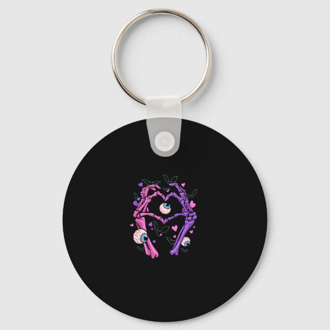 Heart Skeleton Händer - Halloween Pastel Goth Eyeb Nyckelring (Framsida)