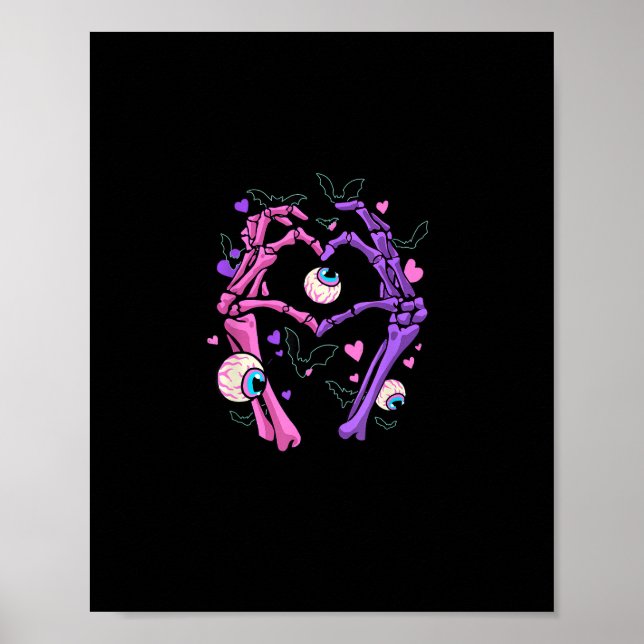 Heart Skeleton Händer - Halloween Pastel Goth Eyeb Poster (Framsidan)