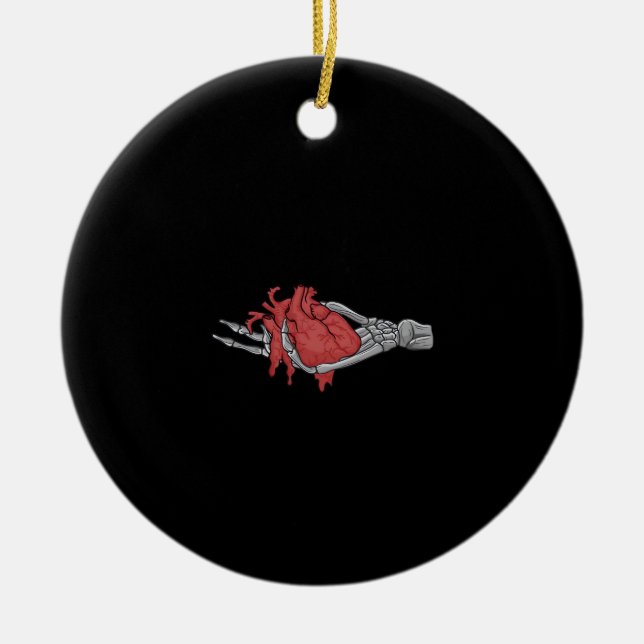 Heart Skeleton Händer Julgransprydnad Keramik (Framsidan)