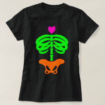 Heart Skelly Tecknad Zombie Skeleton Ribage Art T
