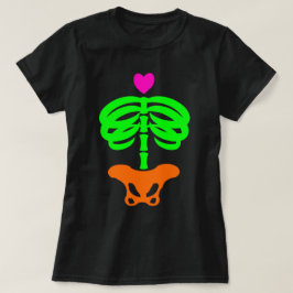 Heart Skelly Tecknad Zombie Skeleton Ribage Art T Shirt