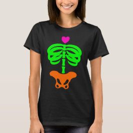 Heart Skelly Tecknad Zombie Skeleton Ribage Art T Shirt