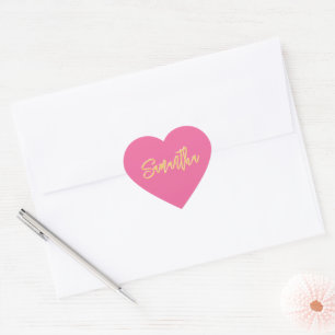 HEART-skript (BAT MITZVAH modern söt rosa guld) Hjärtformat Klistermärke