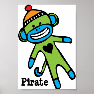 Heart Sock monkey Poster