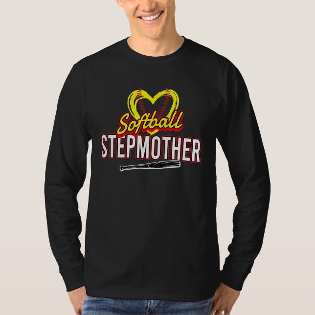 Heart Softball Stepmother Softball Sport Family T Shirt (Framsida)