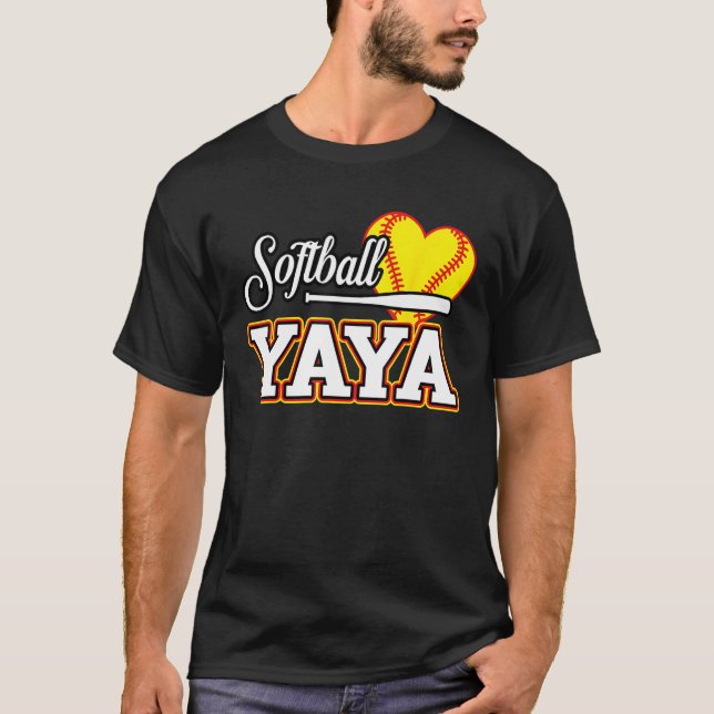 Heart Softball YaYa Cute Sport  Matching Family T Shirt (Framsida)