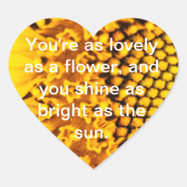 Heart Solros Hjärtformat Klistermärke