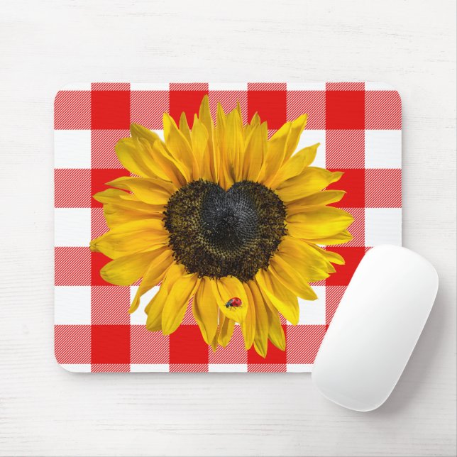 Heart Solros med Ladybug Musmatta (Med mus)