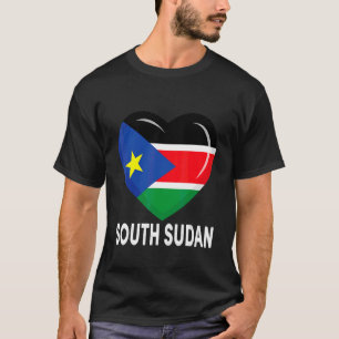 Heart South Sudan Flagga Manar Women Kid Patriotic T Shirt