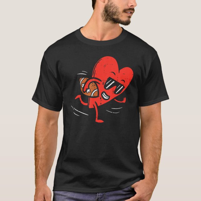 Heart spelar amerikanska fotbollen Valentines day  T Shirt (Framsida)