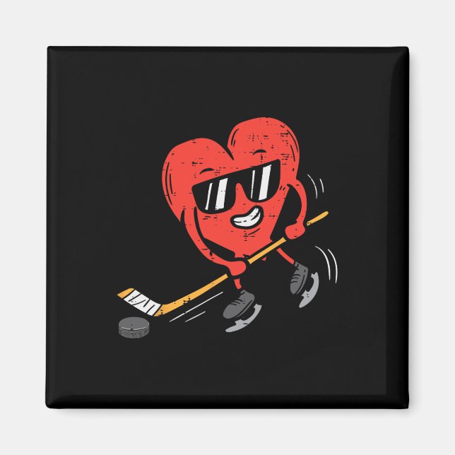 Heart spelar Ice Hockey Valentines day Kärlek Spor Magnet (Framsidan)
