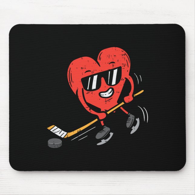 Heart spelar Ice Hockey Valentines day Kärlek Spor Musmatta (Framsidan)