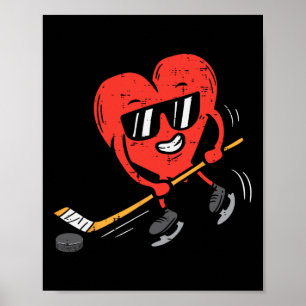 Heart spelar Ice Hockey Valentines day Kärlek Spor Poster
