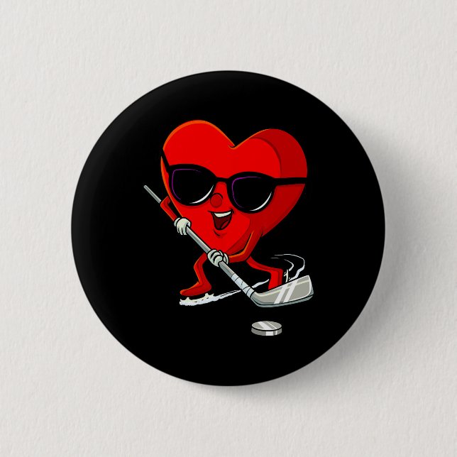 Heart Spelar ishockey Cute Valentines day Sport Knapp (Framsida)