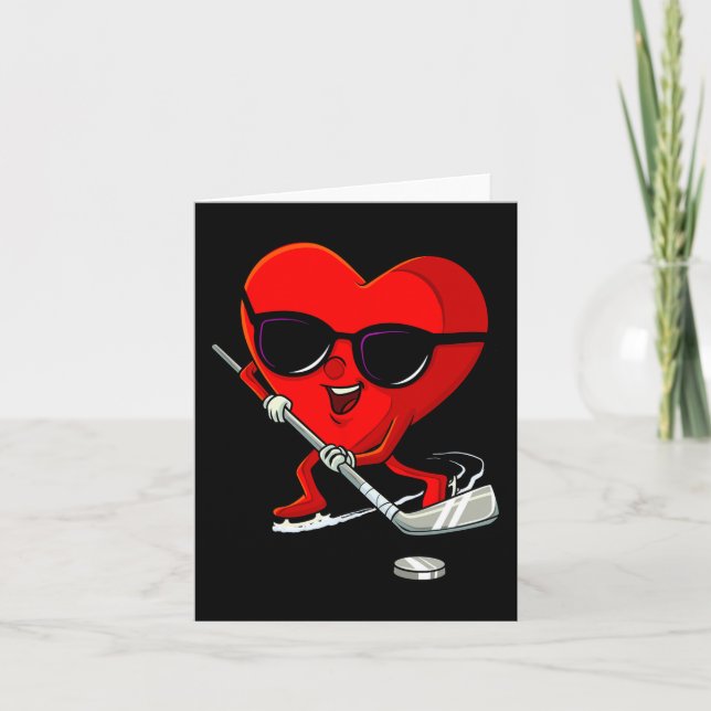 Heart Spelar ishockey Cute Valentines day Sport Kort (Framsida)